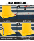 Step-by-step installation guide for Heavy Duty Steel Safety Bollards Industrial Yellow Powder Coat Includes Anchor Bolts.