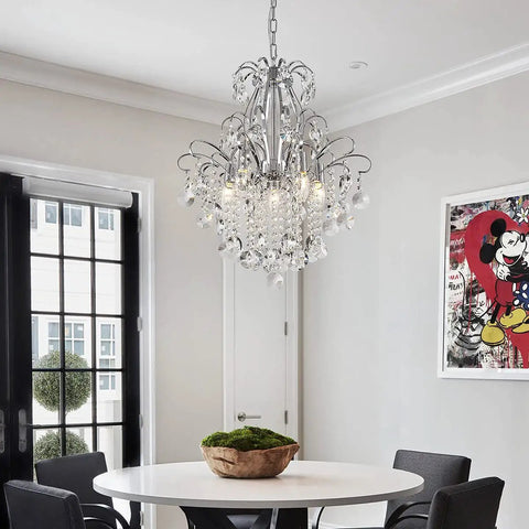 Crystal Chandelier 5 Light Pendant Ceiling Light Modern Fixture For Bedroom Hallway Bar Kitchen Bathroom Glam Chrome Finish