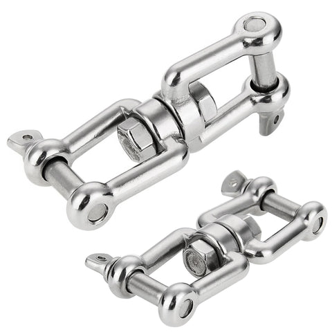 Double Shackle Swivel For Boat Set In Four Sizes One Quarter Inch Five Sixteenth Inch Three Eighth Inch One Half Inch Marine Grade 316 Stainless Steel Jaw To Jaw Anchor Chain Connector 2 Pack