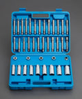 Pro Grade Shock Absorber Strut Wrench Set With Piston Rod Holding Tools Comprehensive Strut Nut Socket Kit CR Build Labeled Pieces For Pro Workshops Easy Suspension Service And Parts Replacement blue case