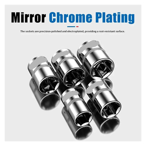 Grab This Heavy Duty 8 To 32mm Metric Hex Socket Set With 1/2 Inch Drive Crv Steel Short Ratchet Wrench Tools For Impact Use And Tightened Bolts. Mirror chrome plated CRV metric sockets