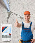 Heavy Duty Concrete Crack Repair Adhesive For Pros Quick Crack Filler with man giving thumbs up, 500g pack on concrete surface.