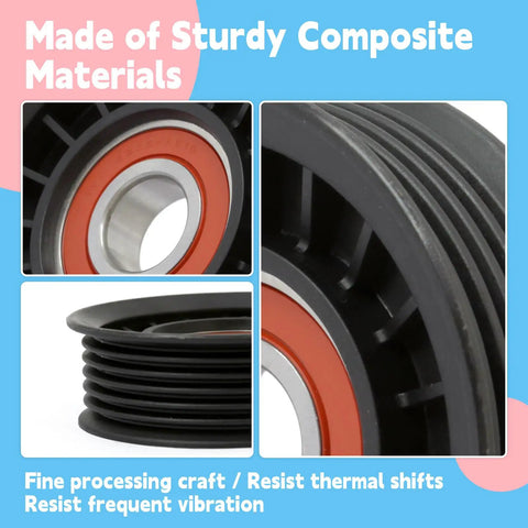 Premium Replaceable Drive Belt Idler Pulley 88909590 showing sturdy composite material for Chevy Buick GMC Cadillac models 93-14.