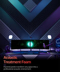 Kick The Echo Down With These Slap On 12 Pack High Density Acoustic Foam Panels Self Adhesive Wall Tiles For Home Studio Gamer Setup Quick Expand Game Changing Sound Dampening on a wall behind a gaming setup.