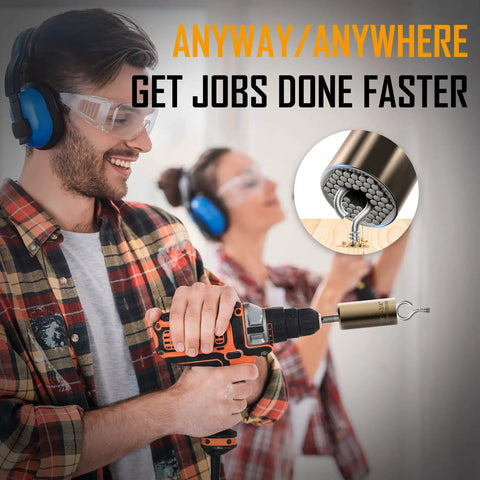 Man using Ultimate Dad Gift Universal Socket Wrench That Grips Any Bolt Perfect Father's Day Gear for Dads on a drill.