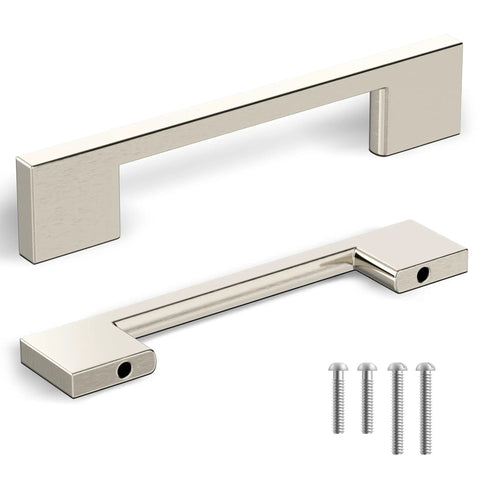 Brushed Nickel Cabinet Pulls 96mm Satin Silver Drawer Handles for Kitchen Cabinets and Vanities, 5-pack with screws