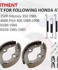 Honda Front Brake Shoes Springs Kit For TRX200 TRX250 1984 1985 1986 1987 Pilot 400 FL400R 1989 1990 Odyssey 350 FL350R displayed