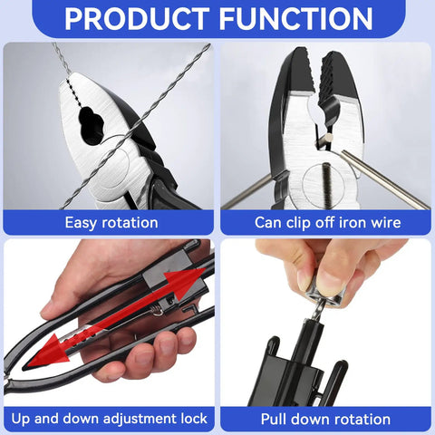 All In One Safety Wire Pliers Set 6 Inch And 9 Inch Reversible Locking Tool Carbon Steel Wire Twisting Cutter Features