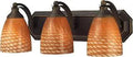 Three Light Vanity Fixture In Aged Bronze With Coco Glass For Modern Bathroom, Dope Contemporary Vanity Lighting, easy install