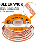 Pro Grade Desoldering Wick And No Clean Flux Paste Kit For Electronics Repair, 10Ft Copper Braided Wick And 10Cc Rosin Flux