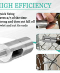High Tensile Wire Easy Twist Tool For 9 Gauge Drill Chuck, Fast Twist Ties For Chain Link Fence, shown securing fence ties.