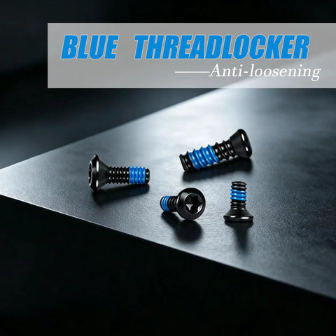 Top Shelf Gunsmithing Screw Kit Featuring M3 M4 And Four Forty Threads With Badass Wrench Designed For Red Dot Sight Setup No Fuss Install Locked And Loaded, showing blue threadlocker screws.