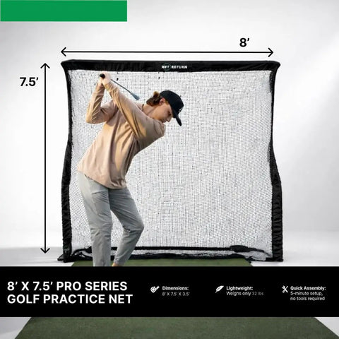 Launch Pro Circle B Edition Golf Launch Monitor With GPS Overview, Net Return Pro Golf Package with practice net and golfer