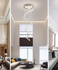 3 views of 4 Light Crystal Pendant Chandelier With White Finish Showstopping Statement Piece 50 Inch Height And 16 Inch Diameter Indoor