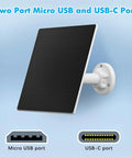 Outdoor Solar Panel Charger For Security Cameras, 5W Solar Panel Kit With Micro USB And USB C Adapters, wall mount view