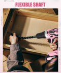 Using 20V Max Cordless Drill Kit with battery and charger two speeds three eighths inch keyless chuck pink color for DIY projects like furniture assembly