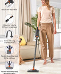 Slick 20 In 1 Steam Mop Cleaner With Detachable Handheld Steamer And Rapid Heat Up Tech in use on carpet with a flexible mop head.