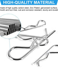 Premium Cotter Pin Set 120 Piece Assortment Kit With 7 Sizes R Shaped Heavy Duty Zinc Plated Carbon Steel Pins