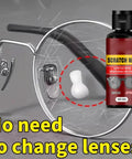 Lens Scratch Remover For Glasses And Eyewear 30g Multi Use Cleaner shown with scratched eyeglasses highlighting scratch repair