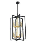 12 Light Farmhouse Pendant Light With Dope Vintage Gold Accents And Industrial Black Finish Semi Flush Mount Ceiling Fixture
