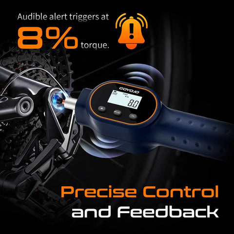 Digital Torque Screwdriver With Adjustable Range From Seven Point Zero Eight To Seventy Point Eight Inch Pounds Or Zero Point Eight To Eight Newton Meters Buzzer And Magnetic Bits Nine Hundred Ninety Nine Data Storage For Gunsmithing And Mounting on a bike component