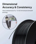TPU Filament 1.75mm Black 2Kg Twin Spool 95A Flexible Soft 3D Printing Filament with caliper measurement showing dimensional accuracy.