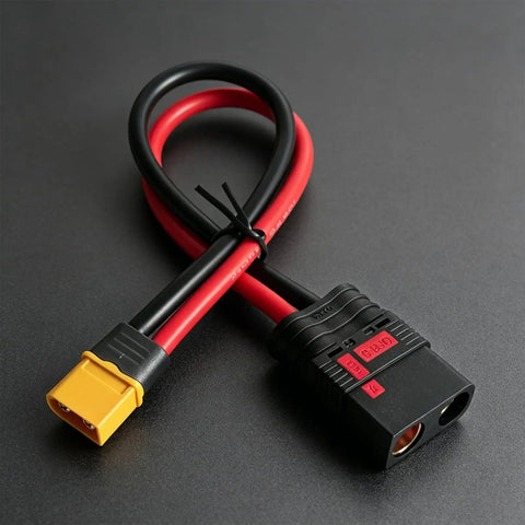 Super Cool Xt60s Male To Qs8 Female Charging Wire Cord For Rc Cars And Quadcopters With Thick Silicone Insulation For High Current Power Systems Available In Short Long And Extra Long Lengths.