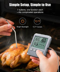 Person using Dual Probe Digital Meat Thermometer For Cooking, Grilling, And Smoking With Large Backlit LCD And Alarm on roasted chicken