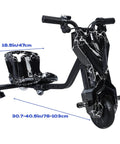 Electric Drift Trike for Kids With 3 Speed Big Wheel Ride On Tricycle for Ages 8 And Up Adjustable Seat Black And White Smooth Swerves Durable Outdoor Fun, black marble frame