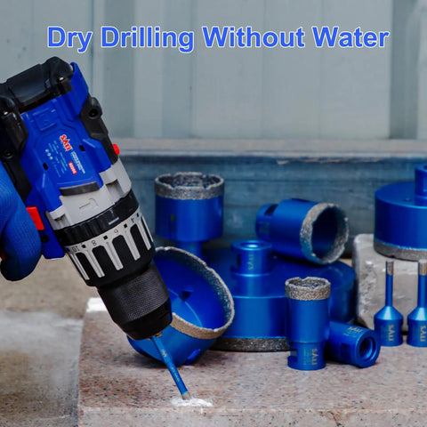 Heavy Duty Five Piece Vacuum Brazed Diamond Core Drill Bits Set Features 1/4 Inch Hex Shank for dry drilling stone and tile.