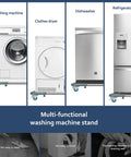 Adjustable Mobile Roller Stands For Mini Fridge And Washing Machine Telescopic Universal Base Dolly With Heavy Duty Swivel Casters Slick Roll No Sweat Setup Grey Gear for washing machine, dryer, dishwasher, and fridge.