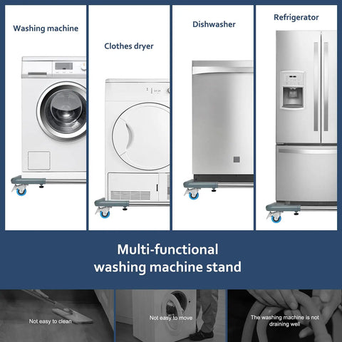 Adjustable Mobile Roller Stands For Mini Fridge And Washing Machine Telescopic Universal Base Dolly With Heavy Duty Swivel Casters Slick Roll No Sweat Setup Grey Gear for washing machine, dryer, dishwasher, and fridge.