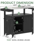 Diagram of Weatherproof HIPS Outdoor Kitchen Island With Stainless Steel Top And Storage Cabinet Movable Prep Table With Wheels