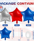 Red White And Blue Mylar Balloons Set For 4th Of July Patriotic Arch Kit With Star Balloons For Easy Setup Helium Ready Outdoors