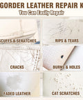Leather And Vinyl Repair Kit For Furniture And Car Interiors Fix Scratches Tears Holes And Peeling On Couches Purses Jackets display