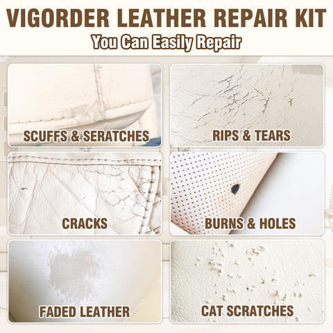 Leather And Vinyl Repair Kit For Furniture And Car Interiors Fix Scratches Tears Holes And Peeling On Couches Purses Jackets display