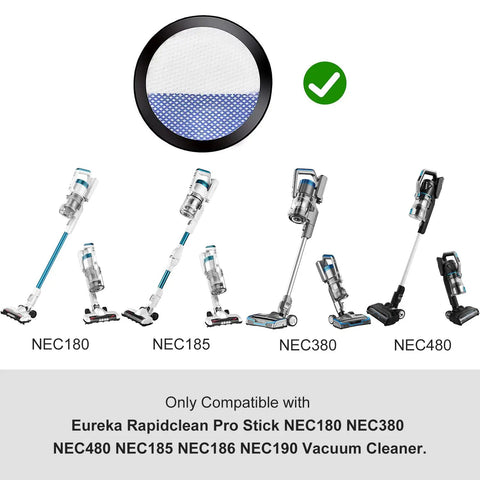 Replacement Filter For Eureka Stick Vacuum NEC180 NEC380 NEC480 NEC185 NEC186 NEC190 Easy Install Durable High Efficiency Filter Keeps Strong Suction And Fresh Air All Day No Fuss Pro Grade Replacement Accessory
