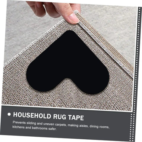 Heart Shaped Rug Tape Set 8 Pcs No Fuss Non Slip Double Sided Stickers For Area Rugs And Carpets Easy Install No Residue