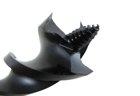 Close-up of the cutting tip of a Six Piece Wood Auger Bit Set With Diameters Three Eighth One Half Five Eighth Three Quarter Seven
