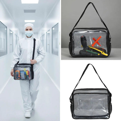 Keep Static Outta Your Circuit Boards With This Antistatic Clear Crossbody Tool Bag Featuring An Adjustable Strap So Field Techs And Cleanroom Crews Can Haul Their Essential Gear Hassle Free On Job Sites Anytime