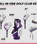 M5 Women’s Golf Clubs Set For Right Hand Players With Titanium 460cc Driver Stainless Fairway Wood And Hybrid 5 PW Irons Putter