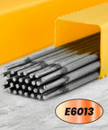 Versatile E6013 3/32 Inch Carbon Steel Welding Rods, 1 Pound Stick Electrodes for AC DC, shown in yellow packaging.