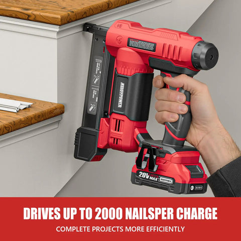 Cordless 18 Gauge Brad Nailer And Electric Stapler Duo With 2.0Ah Battery Charger Skip Tank Drama And Ready To Rock Bulk Fastener Kit in use on trim