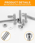 M2.5 Stainless Steel Screws With Nuts And Hex Socket Head Cap Bolts And Nut Assortment Kit 840 Piece Fasteners Set