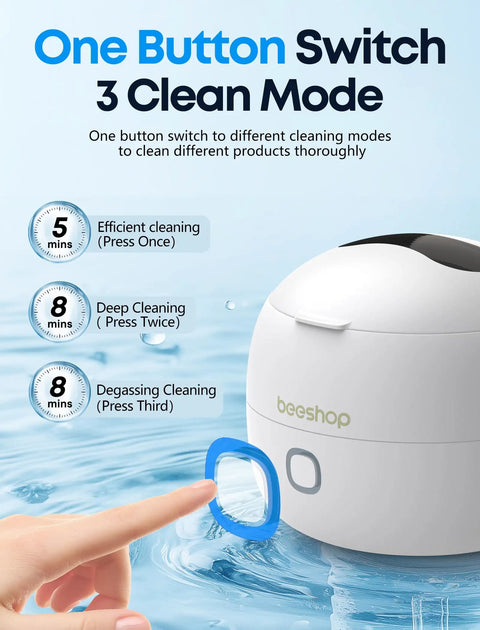 Heavy Duty 45Khz Ultrasonic Cleaning Pod For Jewelry Eyeglasses And Watches with one-button switch and 3 clean modes.