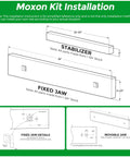 Moxon Kit Installation diagram showing components with measurements for No Sweat Quick Action Acme Thread Vise Hardware Kit.