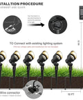 Installation diagram for 8 Pack Low Voltage 12V Landscape Lights With 20W Halogen Flood Spotlights 145 Lumen Warm White 2800K