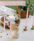 24 Pack Flameless Taper Candles 11 Inch LED Flickering Battery Operated Pink Realistic Candlelight Go To Wedding Table Centerpieces Lit