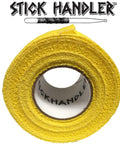 Heavy Duty Drumstick Grip Tape Yellow Four Pack Soft Cotton Gauze Wraps Locks Out Sweat on a roll, showcasing texture and design.