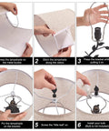 Step-by-step assembly guide for Vintage Tree Branch Base Table Lamp With Beige Shade USB A And USB C Charging Ports